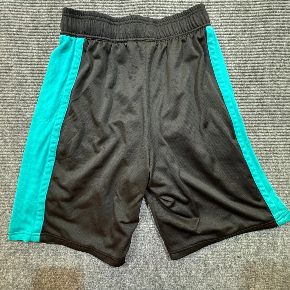 Puma Athletic Mesh Training Shorts Small Black Teal Logo Gym Activewear